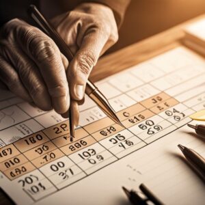 Manos señalando una tabla con números y anotaciones para Calcula y Comprende la Tasa de Variación Anual de la Productividad