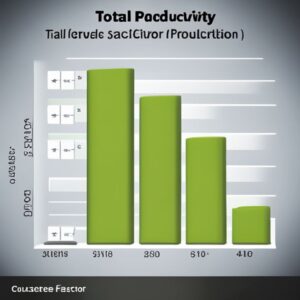 Gráfico de barras 3D verdes comparando niveles de productividad; Calcula la productividad total de factores en una empresa: guía práctica