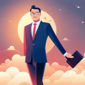 Ejecutivo con traje y portafolios frente a un amanecer, Guía completa para mejorar tu productividad laboral y personal