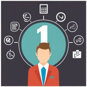 Ilustración de un profesional con iconos de reloj, calculadora y tareas que representa Indicadores de productividad por horas hombre: ¿Cómo usarlos?