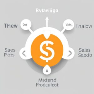 Infografía con moneda naranja y flechas ilustrando La fórmula de productividad de ventas más efectiva: ¡Descúbrela ahora!