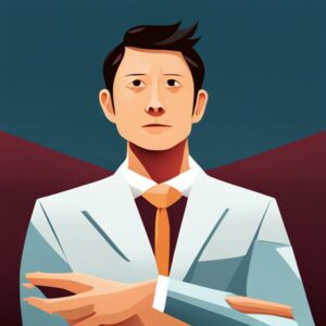 Ejecutivo ilustrado con traje blanco y corbata naranja que simboliza Mejorar productividad empresarial con NIT: 10 consejos efectivos.